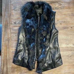 Marc New York vegan leather vest with faux fur